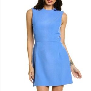 NEW FRENCH CONNECTION WHISPER HIGH-NECK SHEATH DRESS Chalk blue size 4